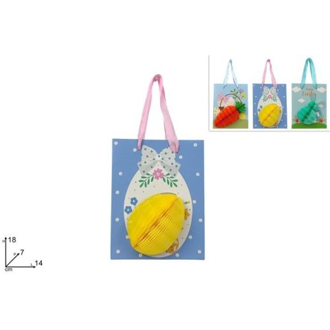 BUSTA REGALO C SOGGETTO PASQUALE IN CARTA 18X14X7 3 ASS